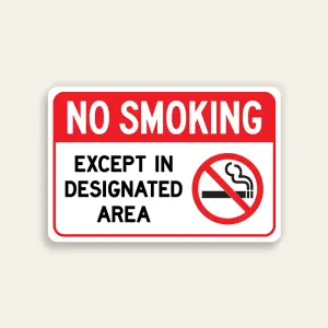 No Smoking Except in Designated Area Sign