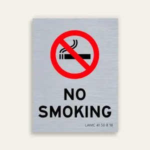No Smoking Sign – LAMC 41.50 B 18 – Brushed Aluminum Style