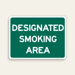 Designated Smoking Area sign bold white text full dark green background horizontal Maxmetal panel Los Angeles