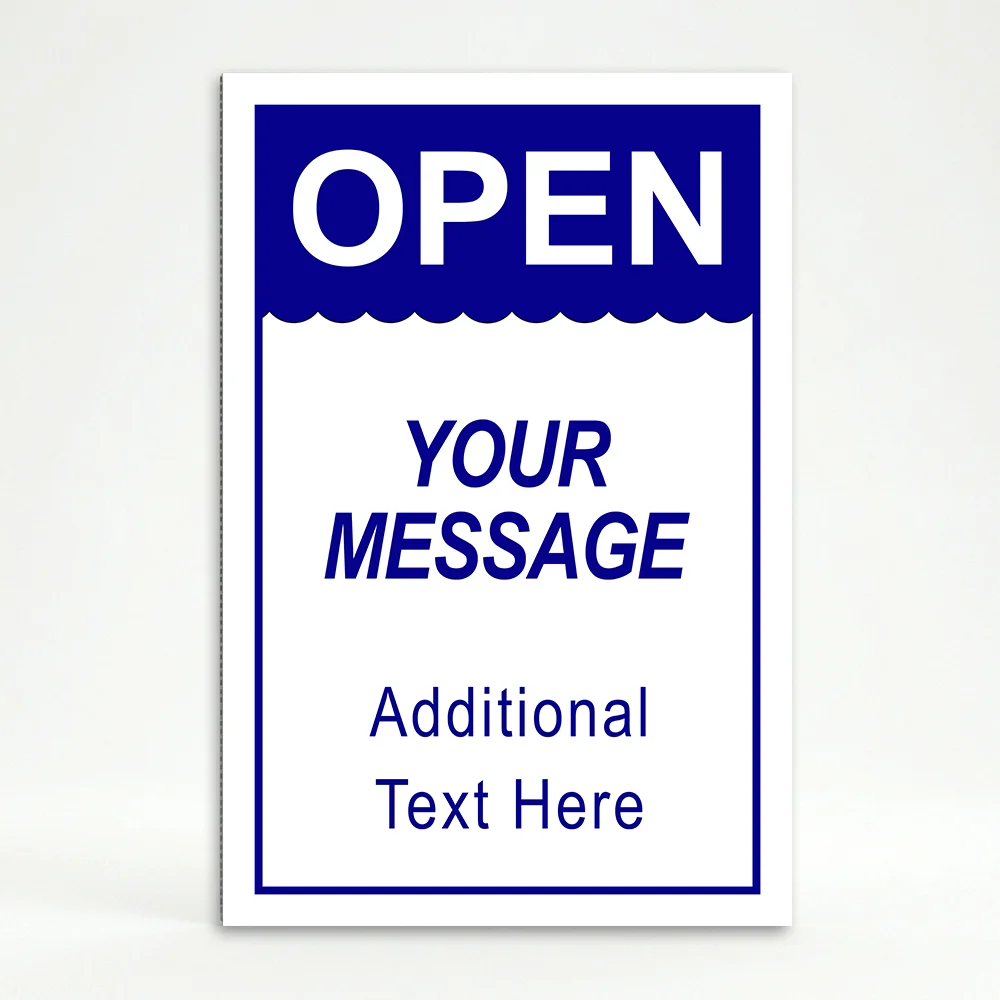 Custom open scallop edge A-frame sign with blue header and white lower section for Los Angeles bakery coffee shop or food retail business