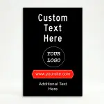 Custom full panel branded black A-frame sign with red ribbon banner logo placement and custom message for Los Angeles boutique restaurant or storefront