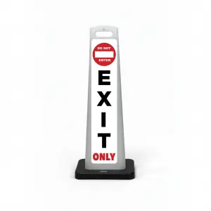 White flat cone sign with DO NOT ENTER symbol at top, bold black vertical EXIT lettering, and red ONLY text at the base.